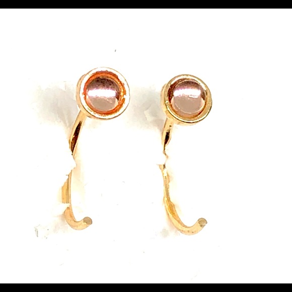 Peach Orange Glass Gem Bezel Half Hoop Threader Gold Tone Minimalist Earrings - Picture 1 of 5
